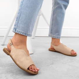 Sandales plates femme en daim beige Potocki BF47305 6
