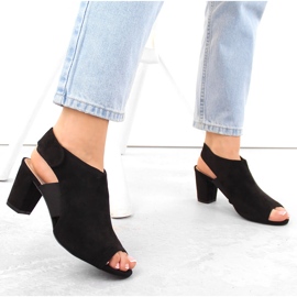Sandales femme talon haut en daim avec velcro, noir Potocki CA42312 le noir 5