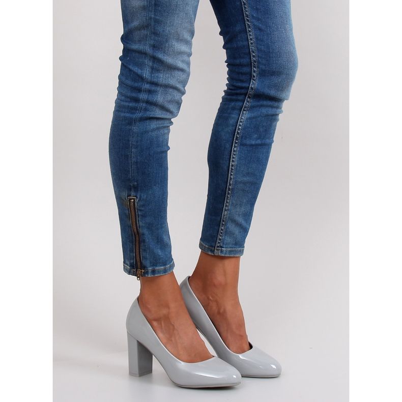 Escarpins Vernis Talon Large m263p Gris 1