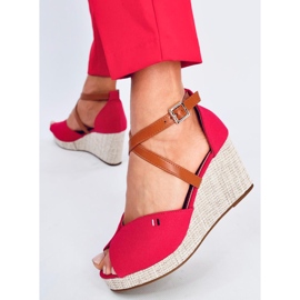 Sandales compensées à bout ouvert Berna Rouge 3