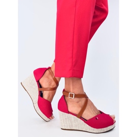 Sandales compensées à bout ouvert Berna Rouge 2