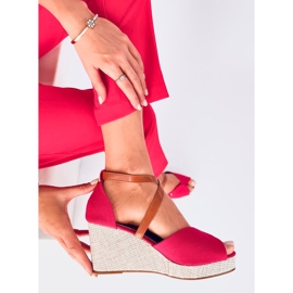 Sandales compensées à bout ouvert Berna Rouge 4