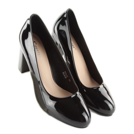 Escarpins laqués talon large m263p Noir le noir 3