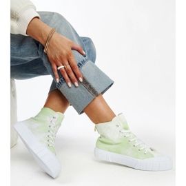 Baskets montantes en tissu Raissa vert clair 1