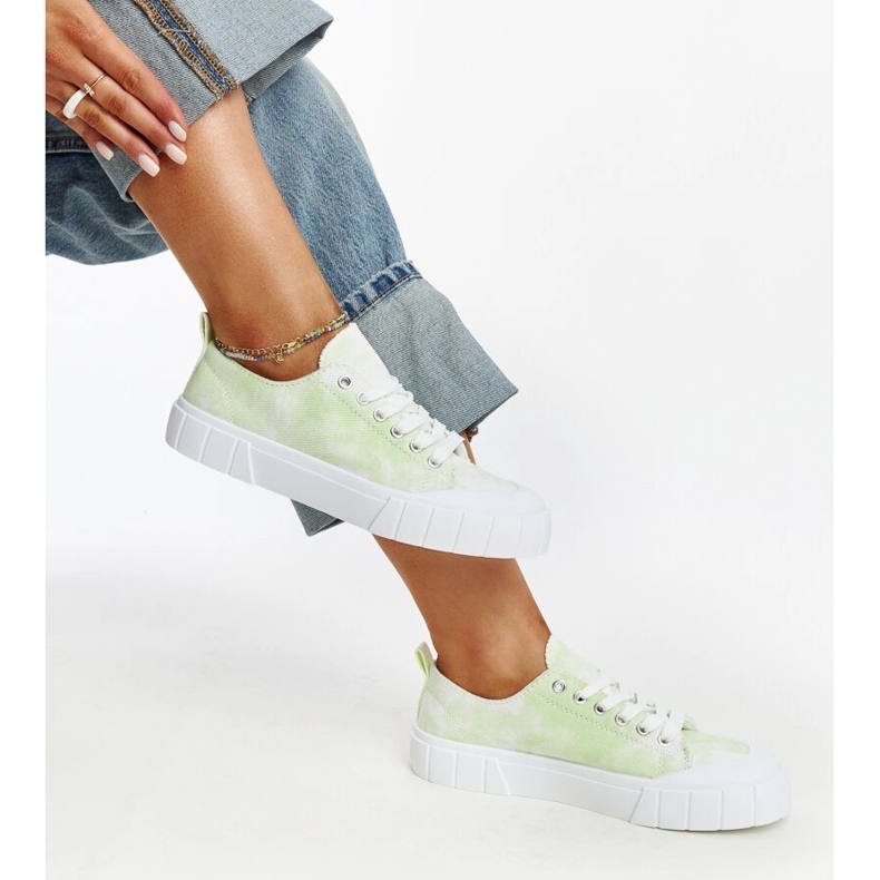 Baskets Jerina en tissu vert clair 1