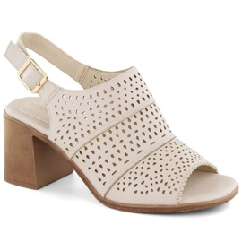 Sergio Leone W SK433B sandales à talons ajourées, beige 1