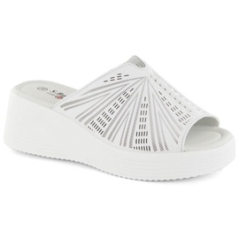 Mules compensées en cuir S.Barski W OLI255A blanc blanche 1