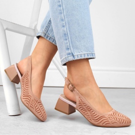 Sandales femme à talon bas en daim rose Jezzi RMR2263-4 4