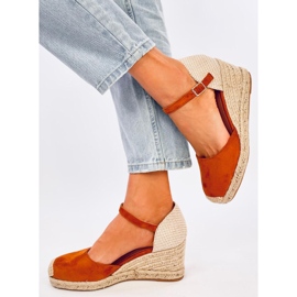 Espadrilles compensées Platten Camel brun 3
