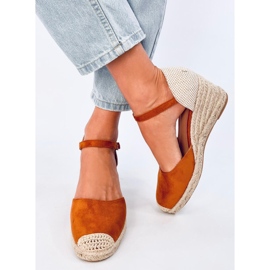 Espadrilles compensées Platten Camel brun 5