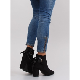 Bottes à talons larges avec un ruban la01p Noir le noir 4