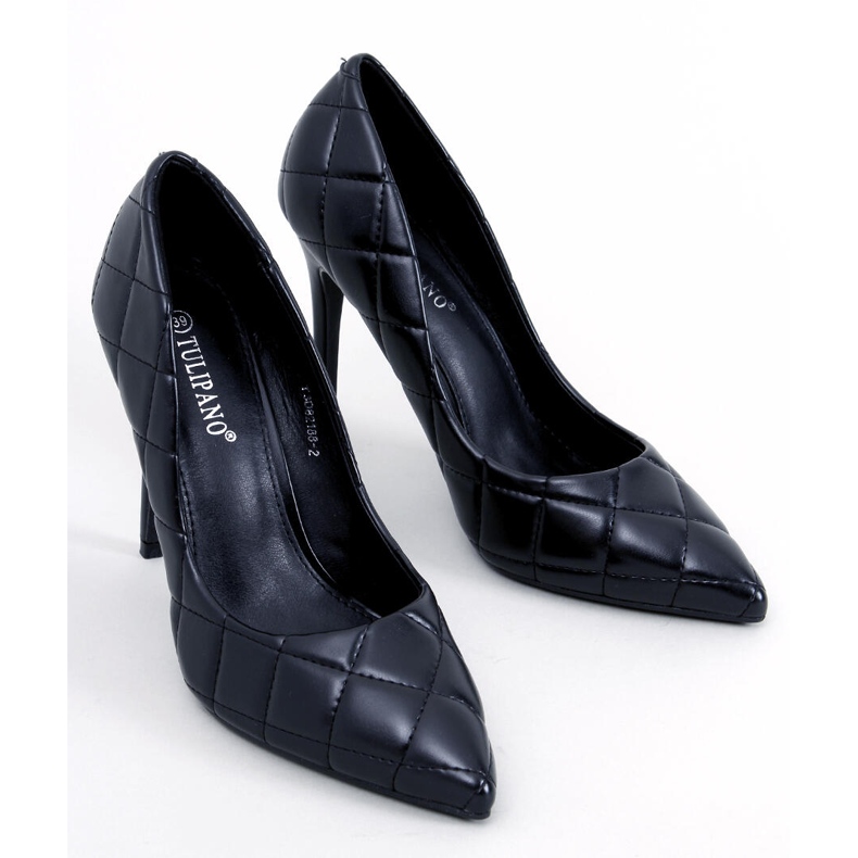 Raquel Escarpins stiletto matelassés noirs 1