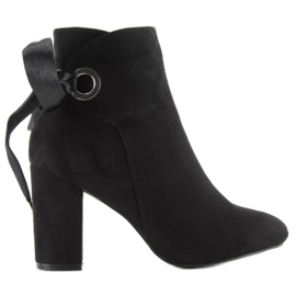 Bottes à talons larges avec un ruban la01p Noir le noir 1