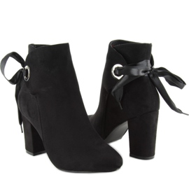 Bottes à talons larges avec un ruban la01p Noir le noir 2