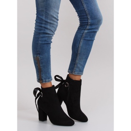 Bottes à talons larges avec un ruban la01p Noir le noir 3