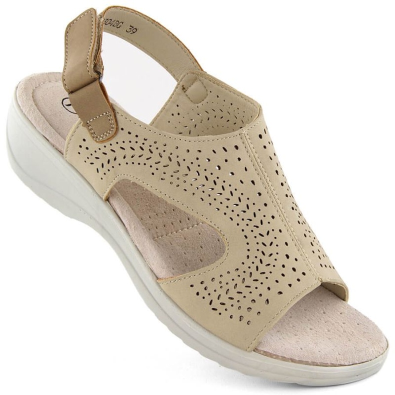 Sandales ajourées à scratch Potocki W WOL239 beige 1
