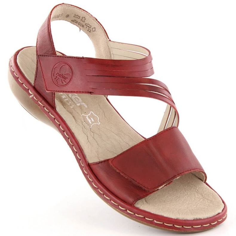Sandales en cuir confortables Rieker W RKR685 rouge 1