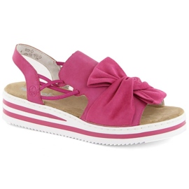 Sandales à plateforme confortables Rieker W RKR687 fuchsia rose 1