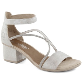 Sandales confortables à talons hauts Rieker W RKR689, argent 1