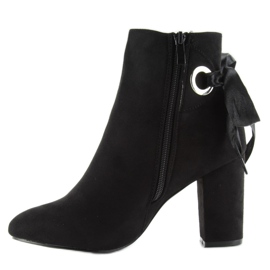 Bottes à talons larges avec un ruban la01p Noir le noir 6
