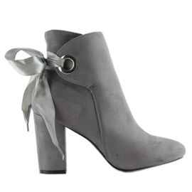 Bottes à talons larges avec un ruban gris la01p 6