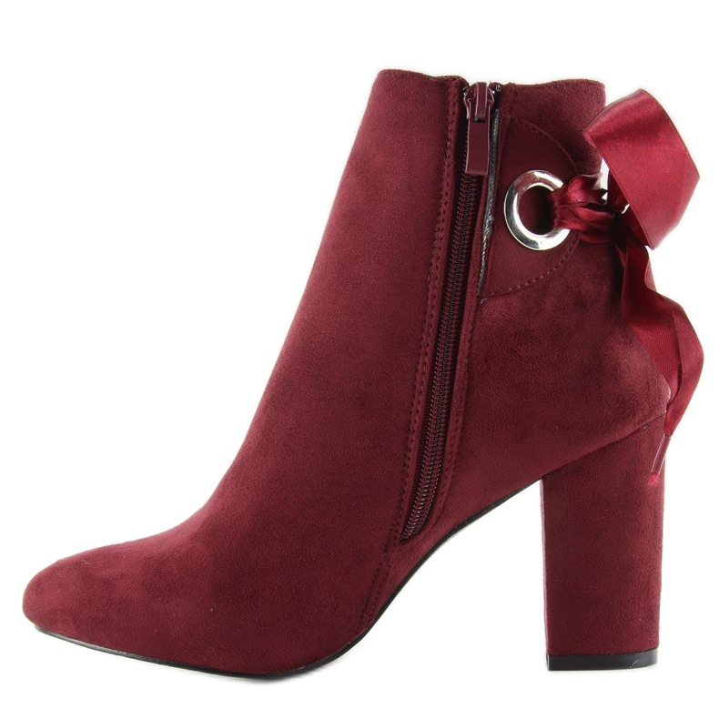 Bottes à talons larges avec un ruban vin la01p rouge 2