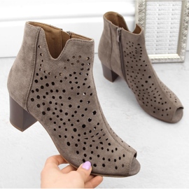 Bottines ajourées femme en daim marron Jezzi ASA169-11 brun 1