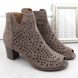 Bottines ajourées femme en daim marron Jezzi ASA169-11 brun 2