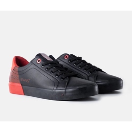 Baskets Cross Jeans homme noires et rouges 1