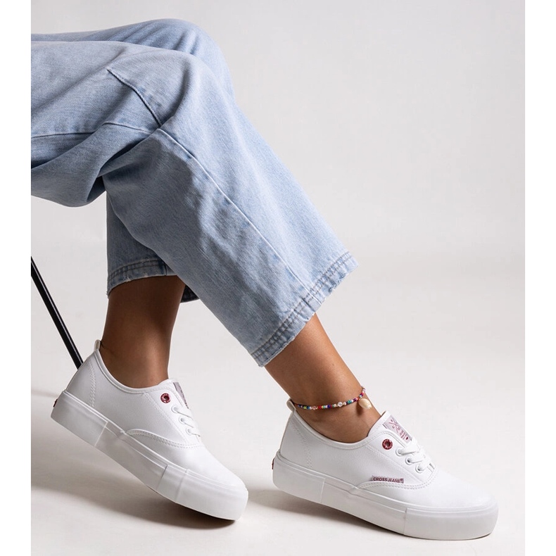 Baskets femme blanches à semelle épaisse, Cross Jeans 1 Baskets femme blanches à semelle épaisse, Cross Jeans 1
