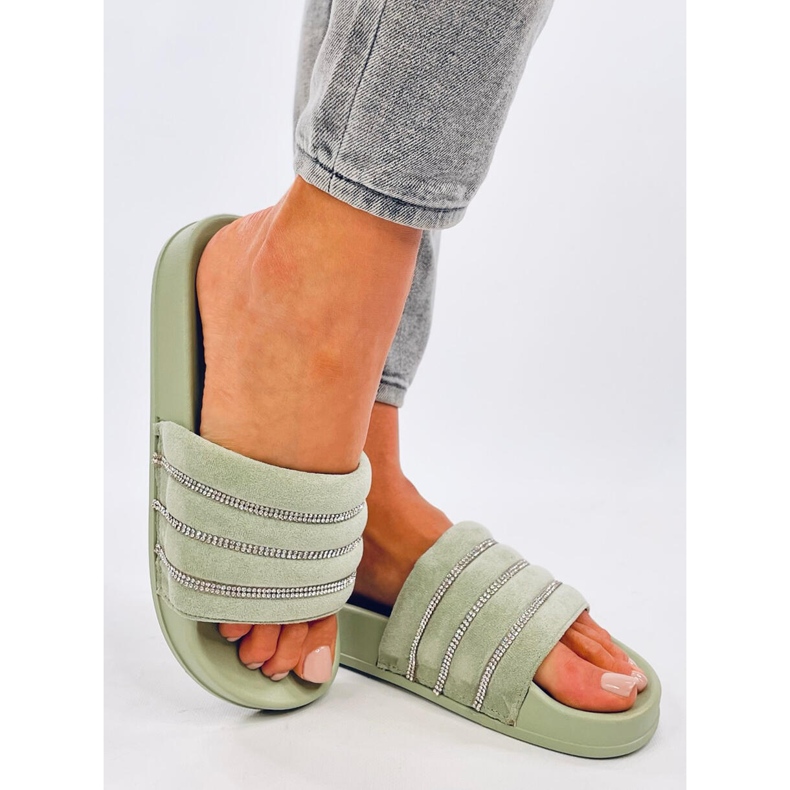 Claquettes à strass Lynne Green vert 2