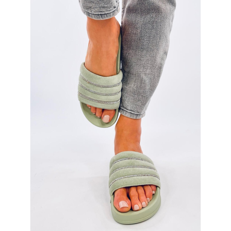 Claquettes à strass Lynne Green vert 1