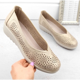 Chaussures slip-on compensées dorées ajourées pour femme Potocki 90300 d'or 4