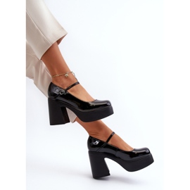 Chaussures En Cuir Verni Pour Femme Sur Plateforme Et Talon Haut Big Star NN274004 Noir le noir 1