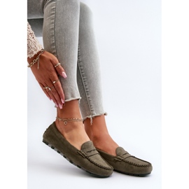 Mocassins Classiques En Daim Pour Femme Vert Foncé Glimris 7