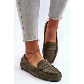 Mocassins Classiques En Daim Pour Femme Vert Foncé Glimris 4