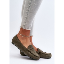 Mocassins Classiques En Daim Pour Femme Vert Foncé Glimris 2