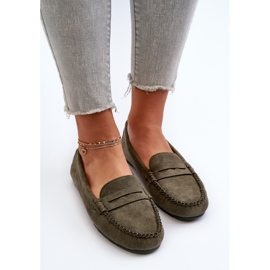 Mocassins Classiques En Daim Pour Femme Vert Foncé Glimris 5