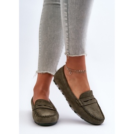 Mocassins Classiques En Daim Pour Femme Vert Foncé Glimris 6