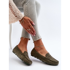 Mocassins Classiques En Daim Pour Femme Vert Foncé Glimris 8