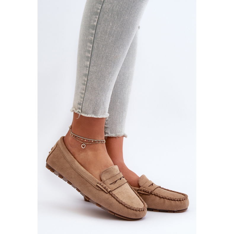 Mocassins Classiques En Daim Pour Femme Beige Foncé Glimris 1