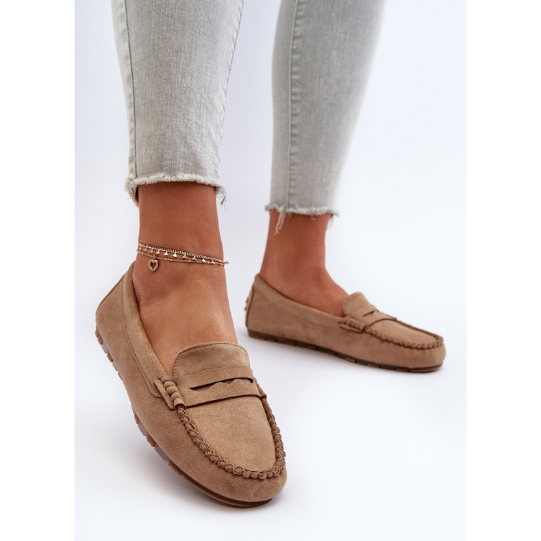 Mocassins Classiques En Daim Pour Femme Beige Foncé Glimris 2