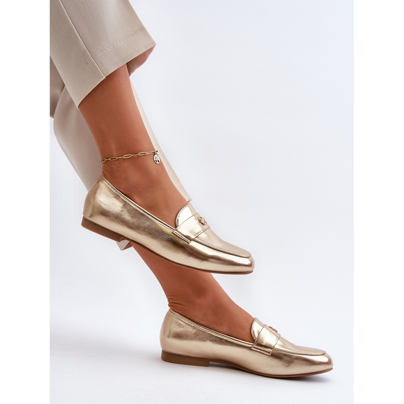 Mocassins Femme Talon Plat Doré Sylvaine d'or 1