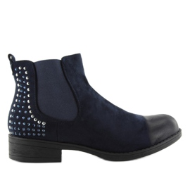 JAX3251 Bottines Jodhpur bleues à clous bleu marin 1
