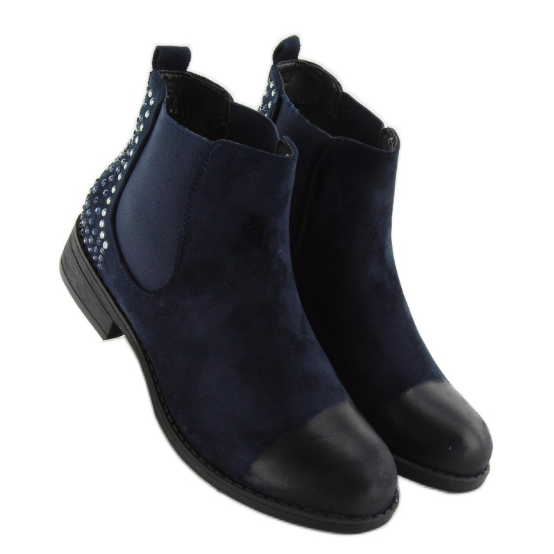 JAX3251 Bottines Jodhpur bleues à clous bleu marin 2
