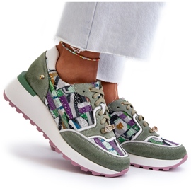 Baskets en cuir pour femmes sur la plateforme Maciejka 06390-09 Celadon vert 11