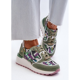 Baskets en cuir pour femmes sur la plateforme Maciejka 06390-09 Celadon vert 6