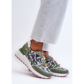 Baskets en cuir pour femmes sur la plateforme Maciejka 06390-09 Celadon vert 4