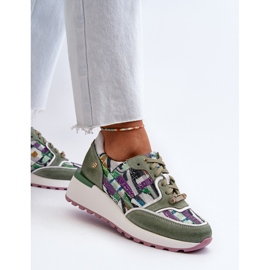 Baskets en cuir pour femmes sur la plateforme Maciejka 06390-09 Celadon vert 7