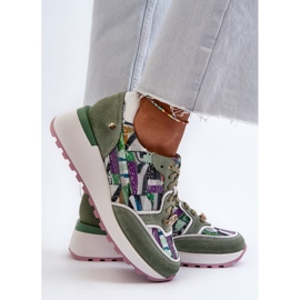 Baskets en cuir pour femmes sur la plateforme Maciejka 06390-09 Celadon vert 9